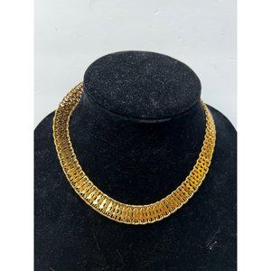 MONET STATEMENT RUNWAY NECKLACE CHOKER COLLAR GOLD TONE